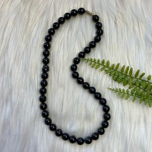 Vintage acrylic black round bead necklace
